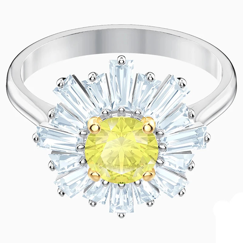 2026 New Trend Original Luxury Crystal Set Charm Yellow Pink Blue Flower Crystal Pendant Fashion Necklace Earring Gift for Women