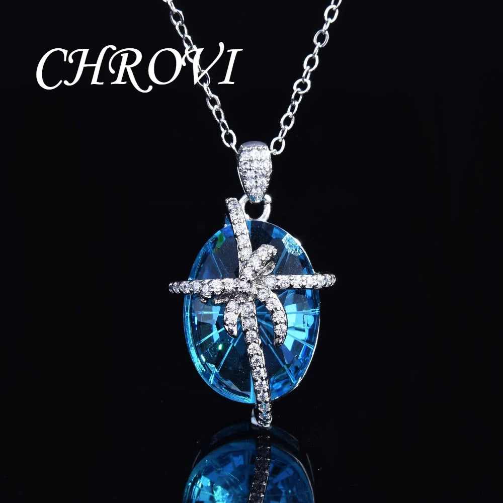 Luxury 925 sterling silver bow-shaped open ring. Exquisite candy-style aquamarine necklace with precious stones.