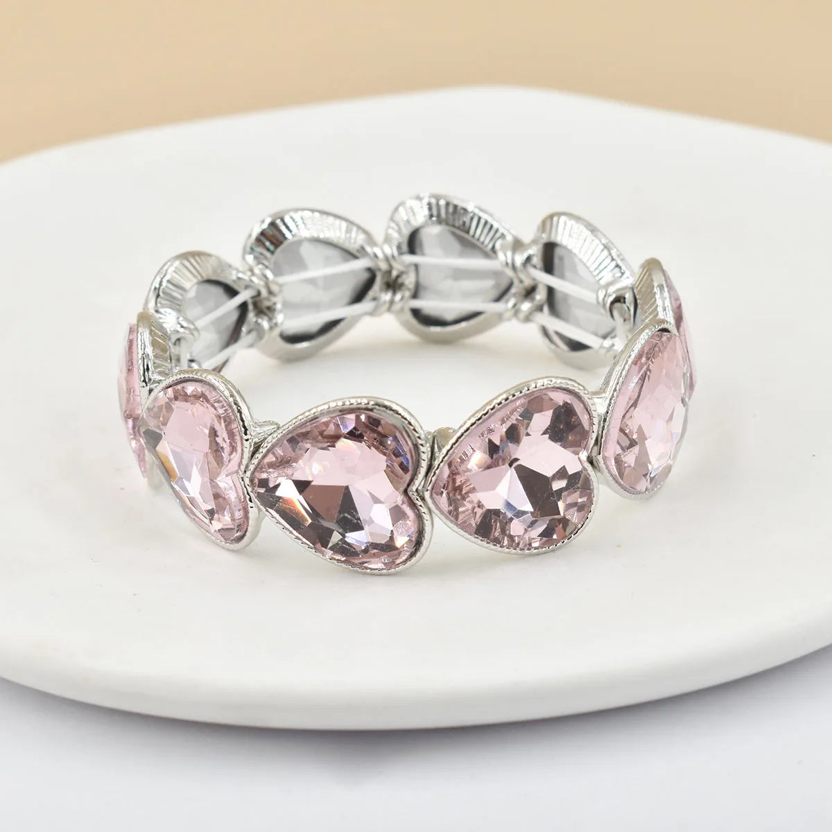 2026 New fashion crystal Women bracelet geometry thread red white blue charms elastic band heart shaped glass Atmospheric Love