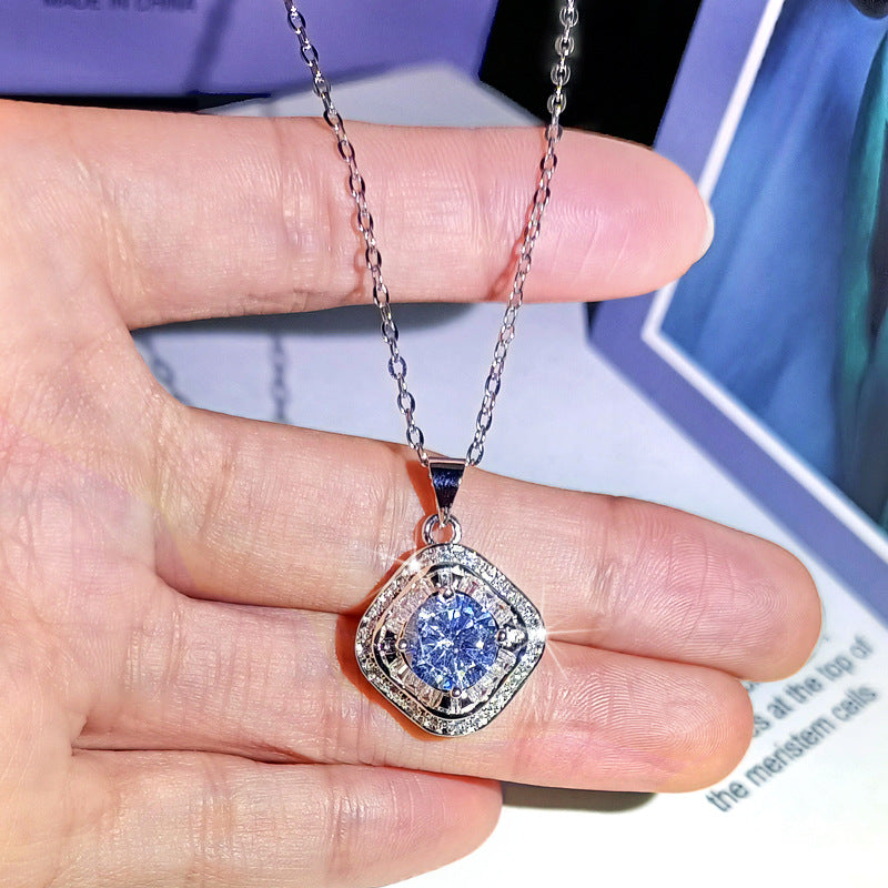 925 sterling silver square ZC ring full ZC micro inlaid earrings pendant clavicle necklace three-piece jewelry set party gift