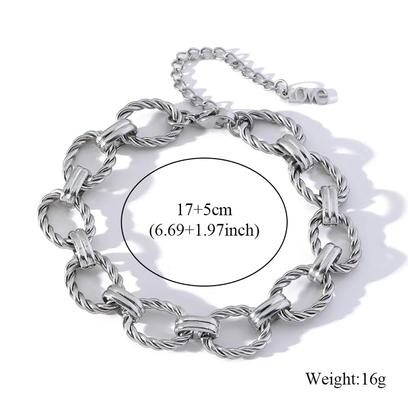 EILIECK 316L Stainless Steel Metal Gold Color Oval Link Chain Necklace Bracelet Set For Women Fashion Punk Waterproof Jewelry