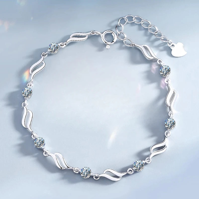 Luxury 925 Sterling Silver Ball Bracelets For Woman Korean Designer Lucky Beads Chain Bracelets Party Wedding Charm Jewelry Gift