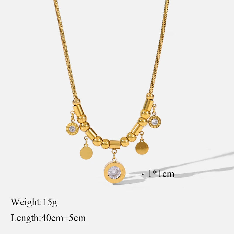 EILIECK 316L Stainless Steel Heart Love Pendant Necklace Statement Golden Glossy Thick Chunky Collar Dangle Neck Chain Jewelry