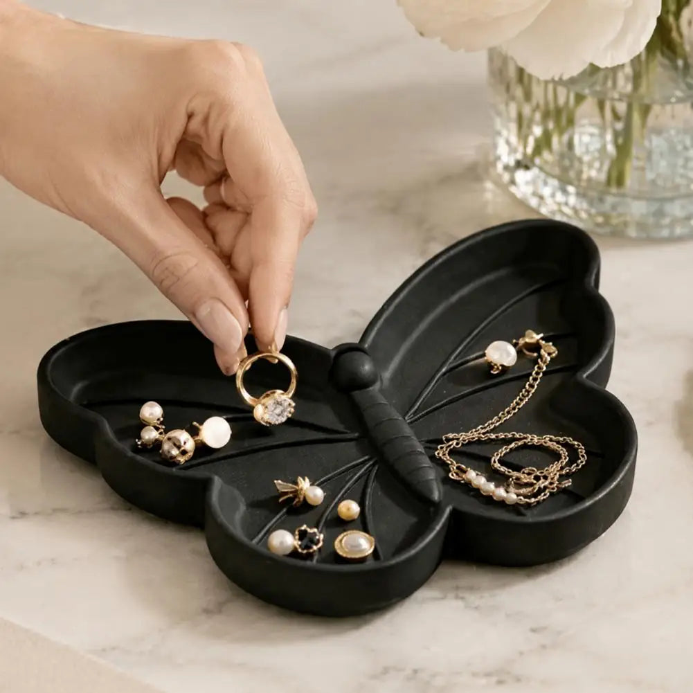 Cute Butterfly Jewelry Tray, Vanity Ring Dish For Earrings Necklaces Keys, Elegant Desktop Organizer For Bedroom Entryway