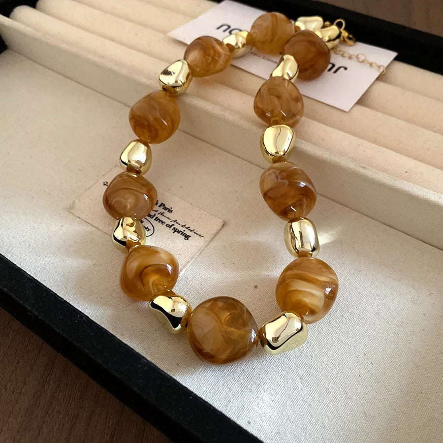 Acrylic Irregular Square Round Beaded Bracelets for Women Multicolor Bohemia Geometric Handmade Bangles Couple Jewelry Travel C