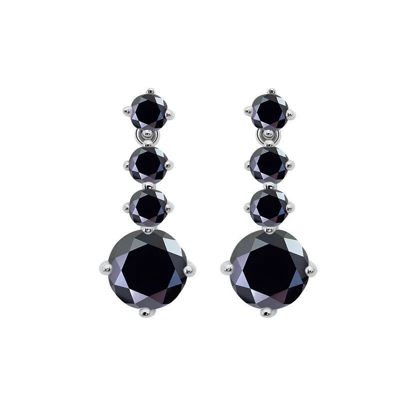 Luxury 925 Sterling Silver Full Lab Moissanite Drop Earrings Total 2.6 Carat Blue Green Color Women Moissanite Earring Jewelry