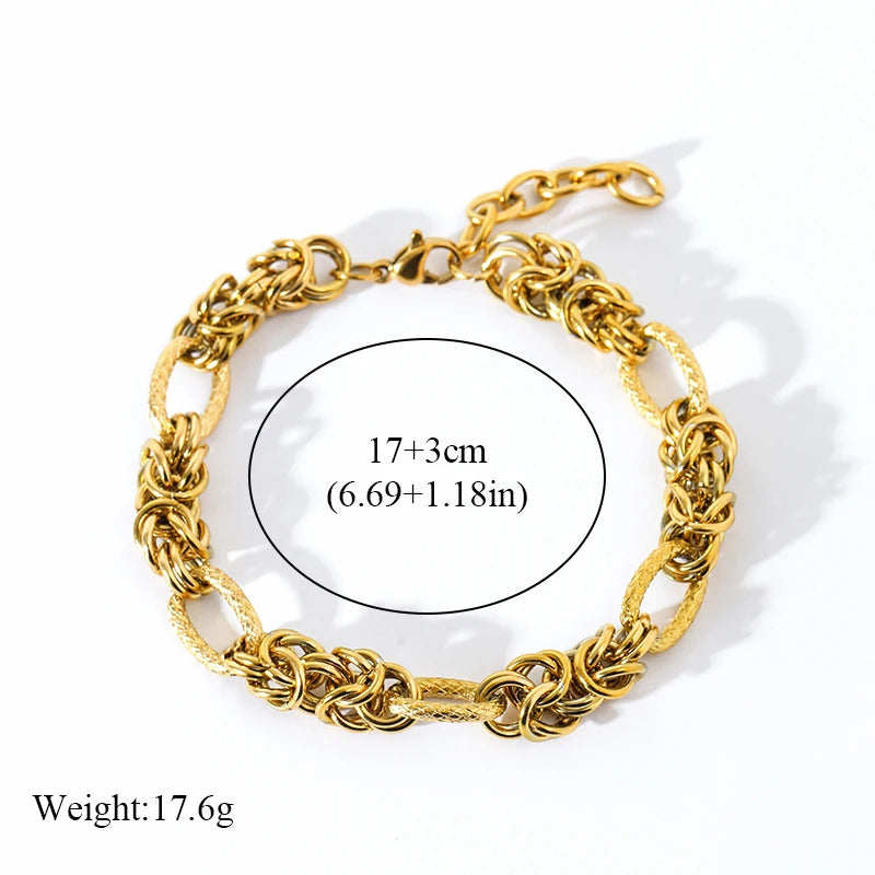 EILIECK 316L Stainless Steel Gold Color Thick Chain Bracelet For Women Men New Trendy Waterproof Wrist Chain Jewelry Gift Party