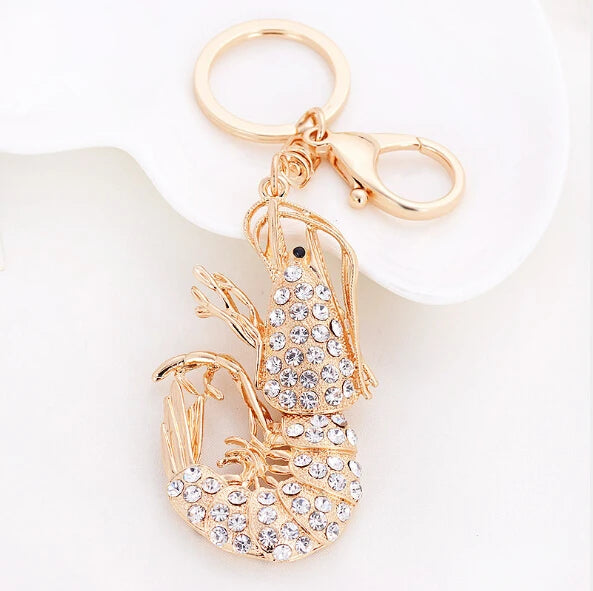 Fashion Rhinestone Crystal Metal Keychain Lovely Cartoon Marine Style Tortoise Fish Dolphin Keyring HandBag Car Pendant Gift