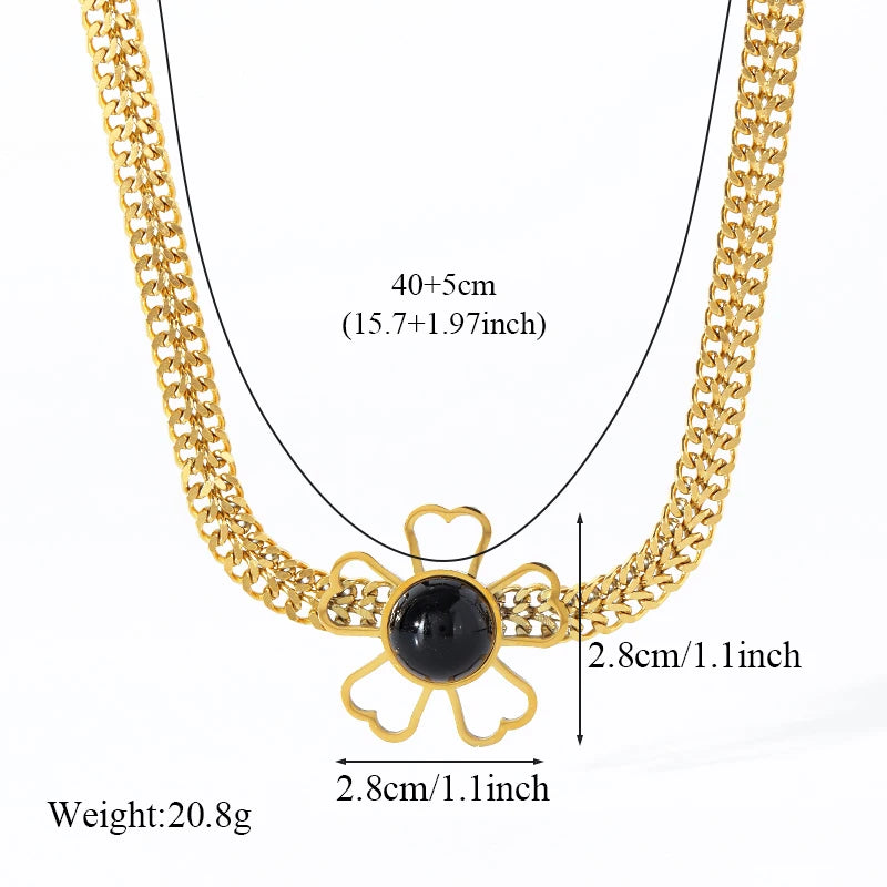 EILIECK 316L Stainless Steel Creative Sparkling Black Heart Pendant Necklace For Women Fashion Neck Chain Waterproof Jewelry