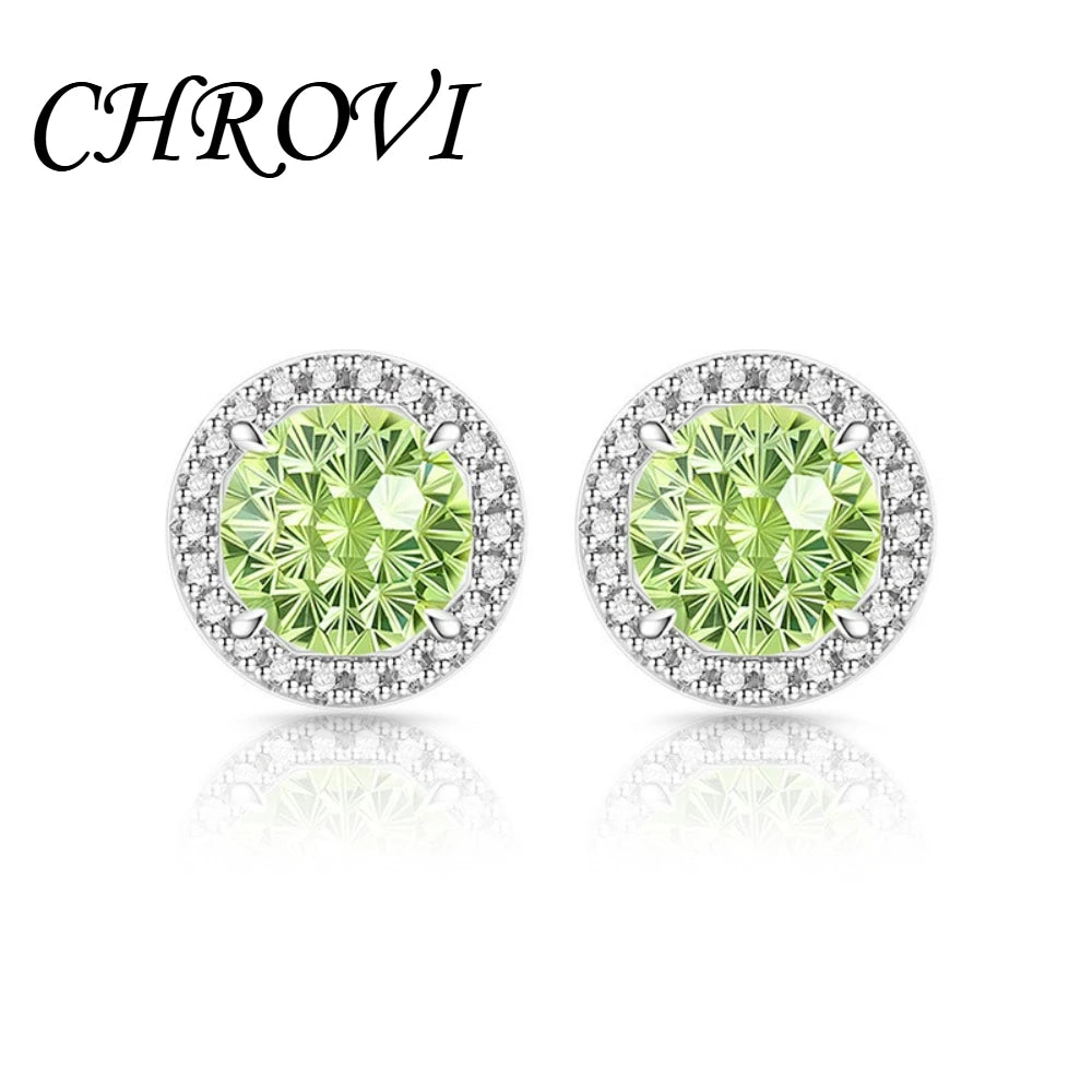 Exquisite 925 sterling silver gemstone-cut princess round earrings with ultra-shiny high-carat diamonds.