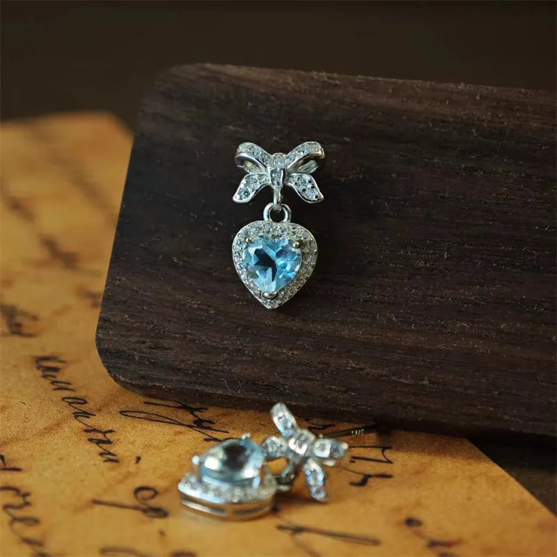 Fashion Heart Cut Moissanite Drop Earrings 925 Silver Plated Lab Diamond Bow Ear Studs for Women Gift Fine Jewelry