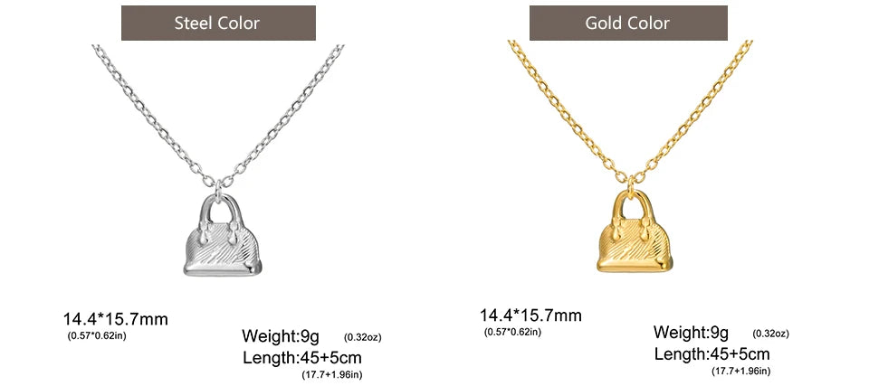 My Shape Fashion Handbag Necklace for Women Ladies Lovely Purse Shape Pendants Chain Stainless Steel Jewelry Party Gift Trendy