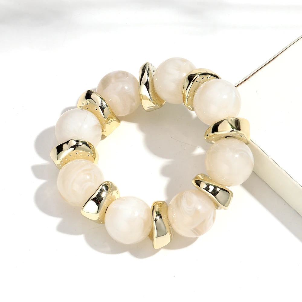 Trendy Acrylic Geometric Round Beads Stretch Bracelets for Women Fashion Irregular CCB Beaded Bangele Bracelet Jewelry Accessory