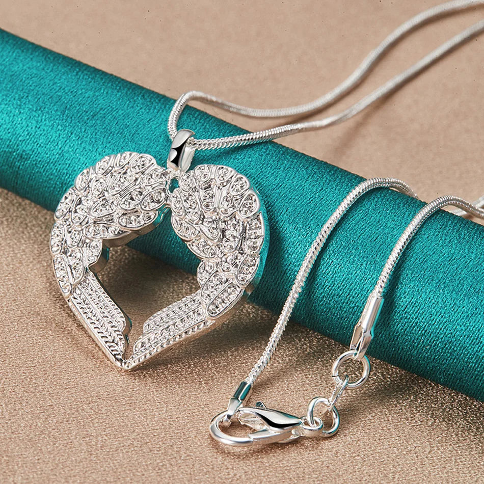 URMYLADY 925 Sterling Silver Love Heart 16-30 Inch Pendant Necklace For Women Wedding Party Charm Jewelry