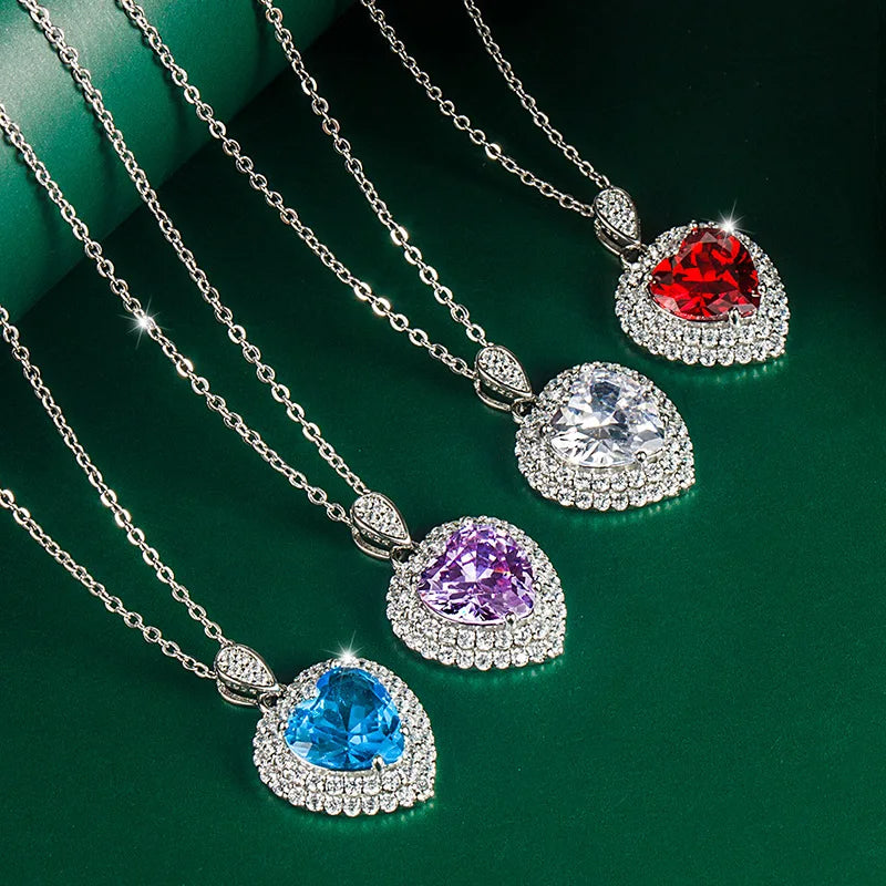 New 925 Sterling Silver Necklace Pendant High Quality For Women Wedding Engagement Moissanite Jewelry Plated white gold Earrring