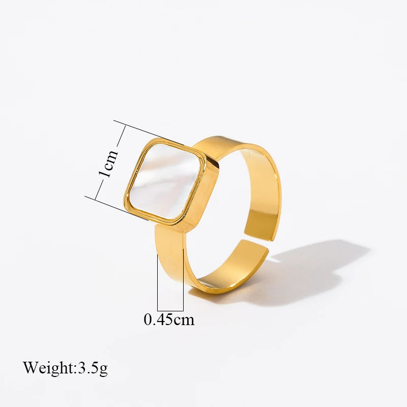 EILIECK 316L Stainless Steel Geometric Gold Color Cuff Rings For Women Girl Fashion New Jewelry Friend Gift Party anillos mujer