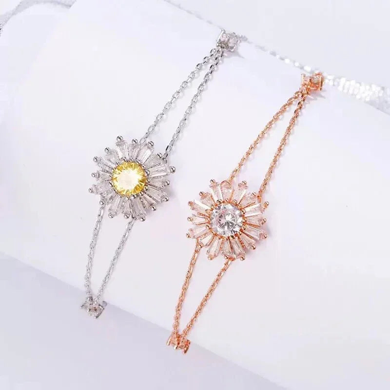 2026 New Trend Original Luxury Crystal Set Charm Yellow Pink Blue Flower Crystal Pendant Fashion Necklace Earring Gift for Women