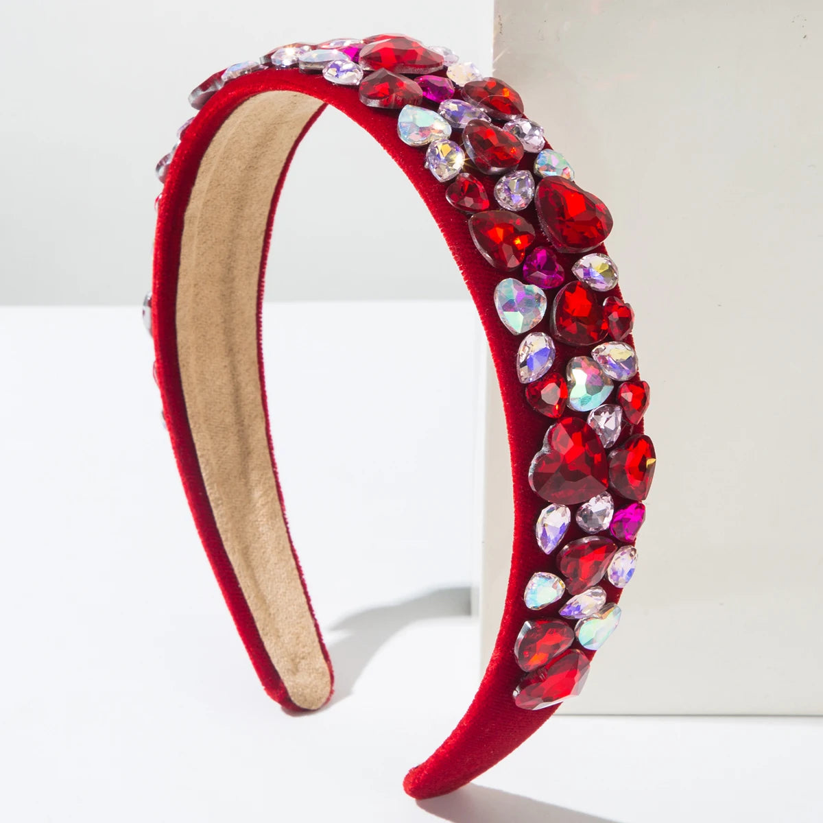 Cross Border New Valentine's Day Headband With Wide Edge, Colorful Heart, Full Drill Bit, Sweet and Versatile High-end Headband