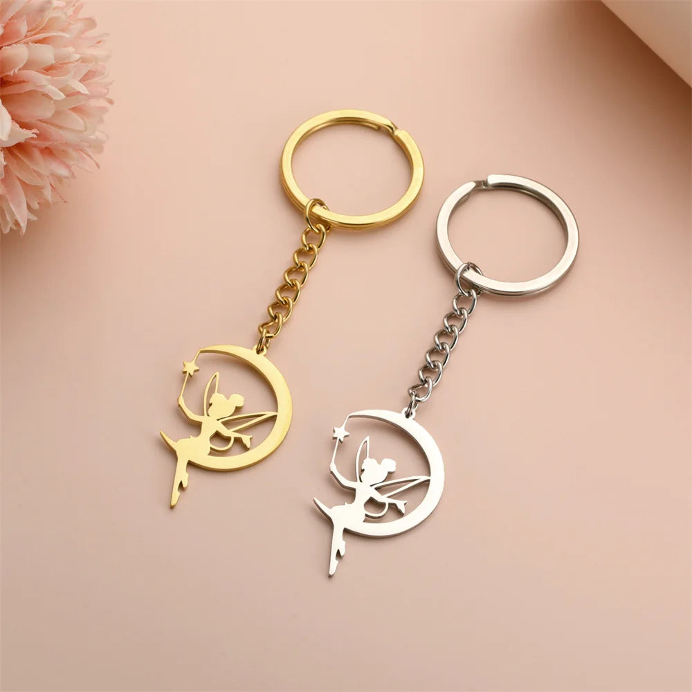 My Shape Fairy Keychain Creative Fantasy Elf Key Ring for Women  Stainless Steel Bag Car Keychain Fashion Jewelry Wholesale