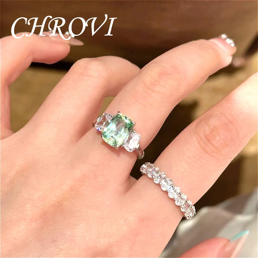Luxury-Style 925 Sterling Silver Fashion Emerald Fantasy Square Sugar Ring Pillow-Shaped Emerald Women's Ring