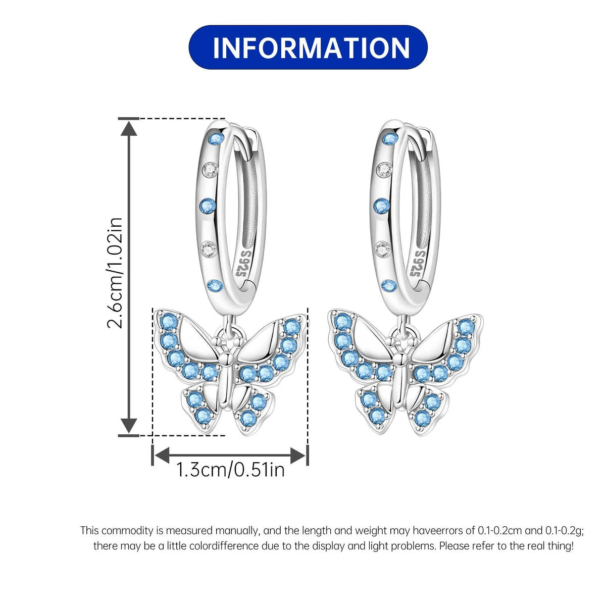 Orstarry 925 Sterling Silver Blue Zircon Dragonfly Drop Earrings Women Earrings Charm Fashion Versatile Party Jewelry Gifts