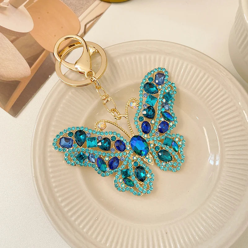 EASYA 2024 New Butterfly Keychain Collection Rhinestone Crystal Inlaid Car Pendant Handicrafts