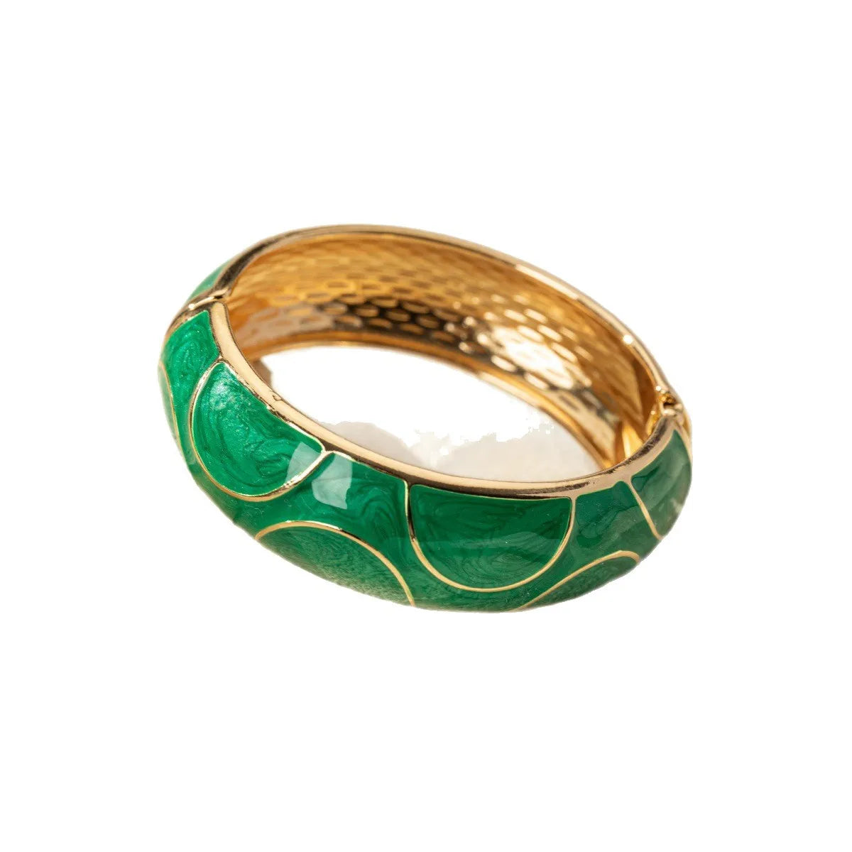 KMVEXO Bohemia Green Imitation Enamel Irregular Geometric Wide Bangle Chunky Metal Cuff Bracelet Fashion Punk Hip Hop Jewelry
