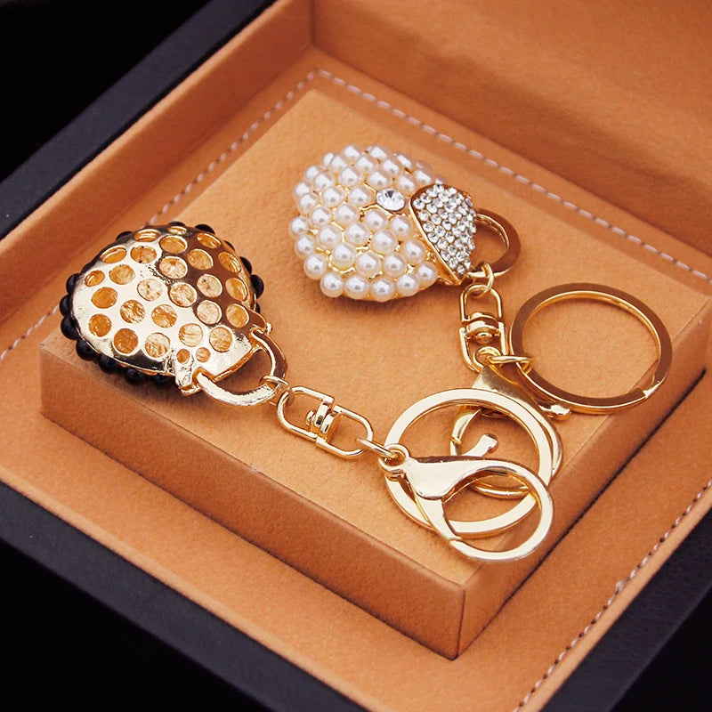 Fashion key chains key rings Metal Charm Pearl Bag Key Chain Tassel Key Ring Car Bag Keychain For Women Jewelry Accessories Gift