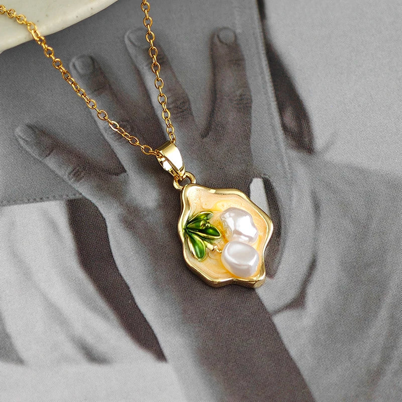 ANENJERY 316L Stainless Steel Irregular Pendant Flower Butterfly Heart Necklace For Women Romantic Niche Jewelry Gifts Wholesale