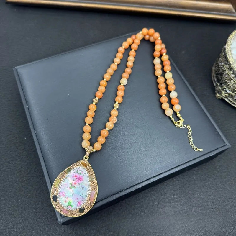 Floral Necklaces for Women Beads Chinese Style Geometric Vintage Banquets Jewelry Elegant Exquisite Collares Para Mujer