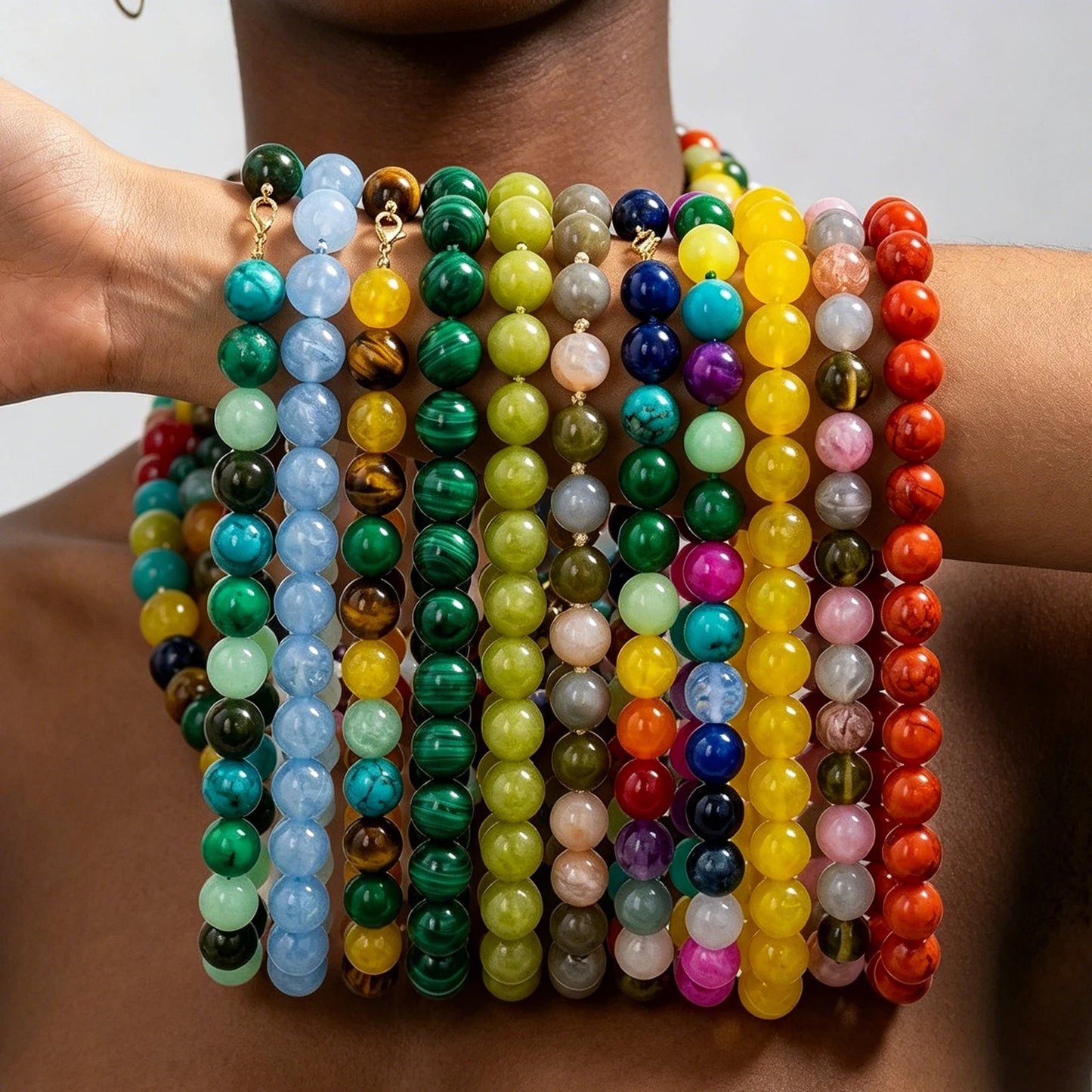Summer Beach Chunky Bead Neckalce for Women  Multicolored Handmade Beading Collarbone Choker Boho Jewelry Holiday Gifts Bijoux