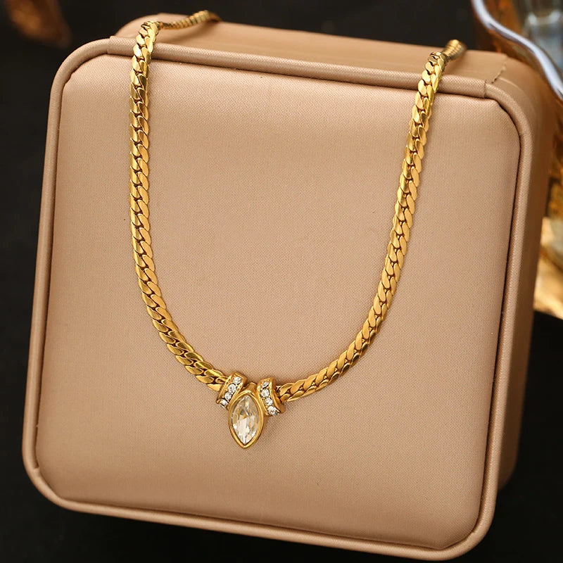EILIECK 316L Stainless Steel Heart Chokers Necklace For Women New Fashion Collar Neck Chain Waterproof Gold Color Jewelry Gift