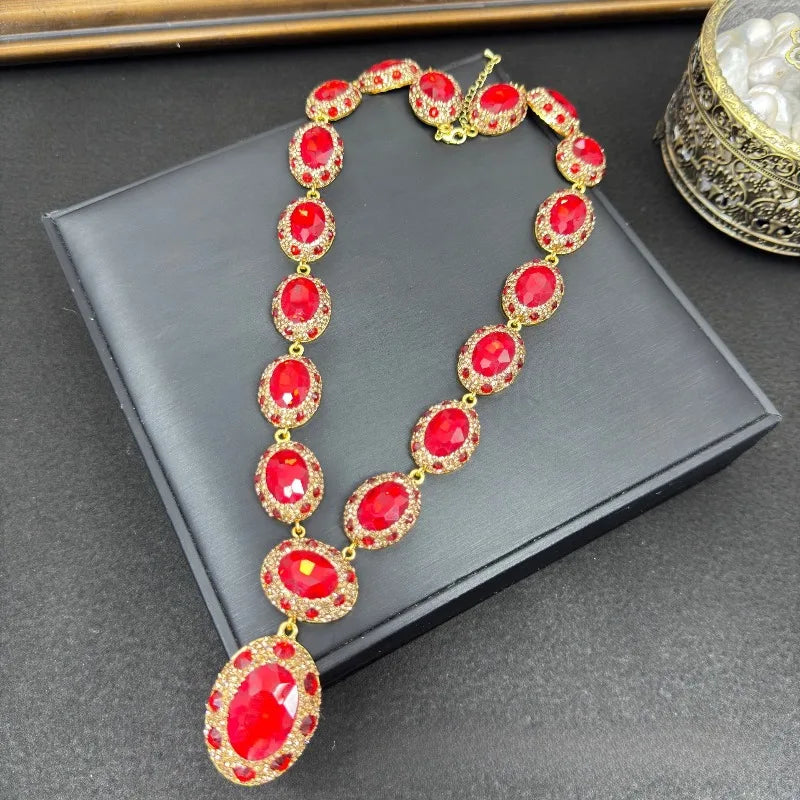 NISHIZAWA Crystal Rhinestones Earrings for Women Geometric Palace Style Statament Jewelry Fashion Elegant Pendientes Mujer