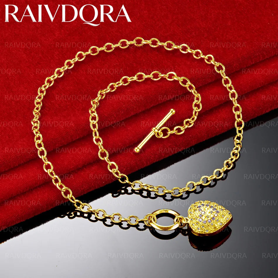 18K Gold Plated 45cm Heart TO Buckle Chain Necklace For Women Fashion Jewelry Exquisite Party Engagement Wedding Gift
