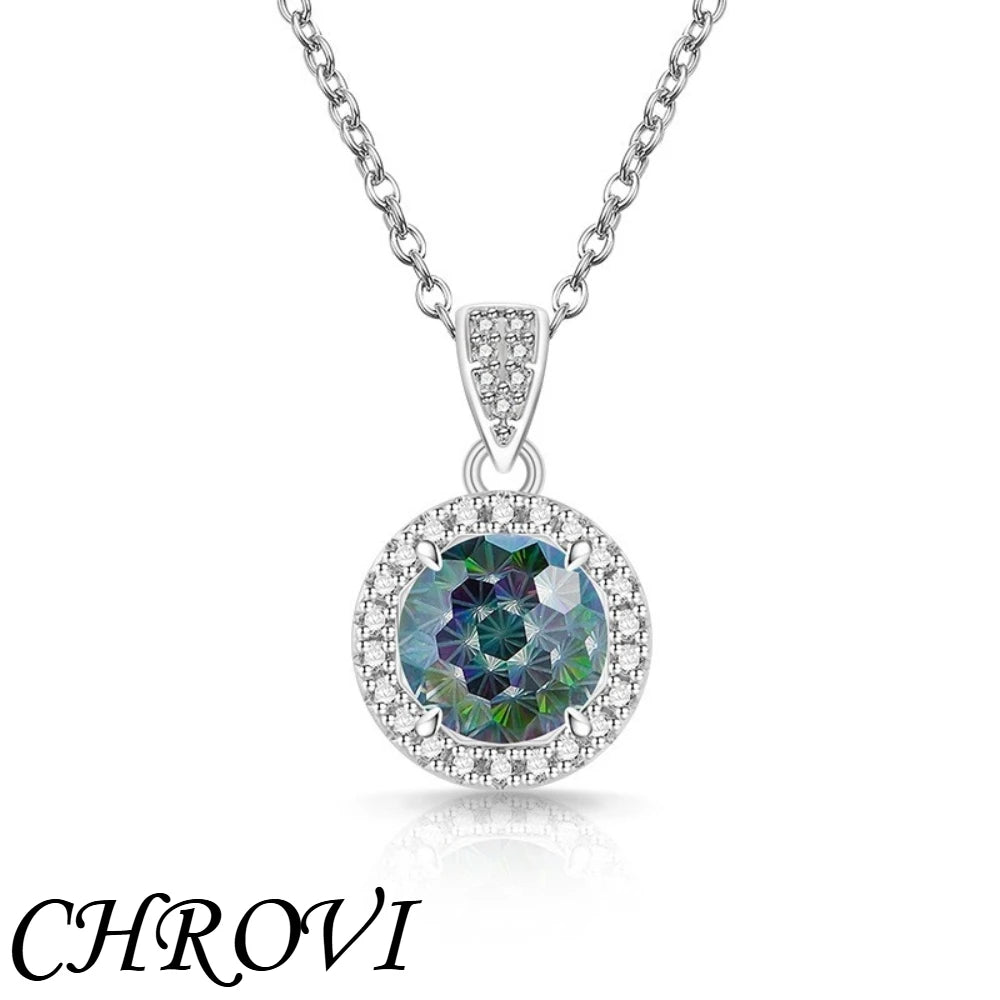 Luxurious 925 sterling silver gemstone princess square pendant necklace - fashionable and versatile