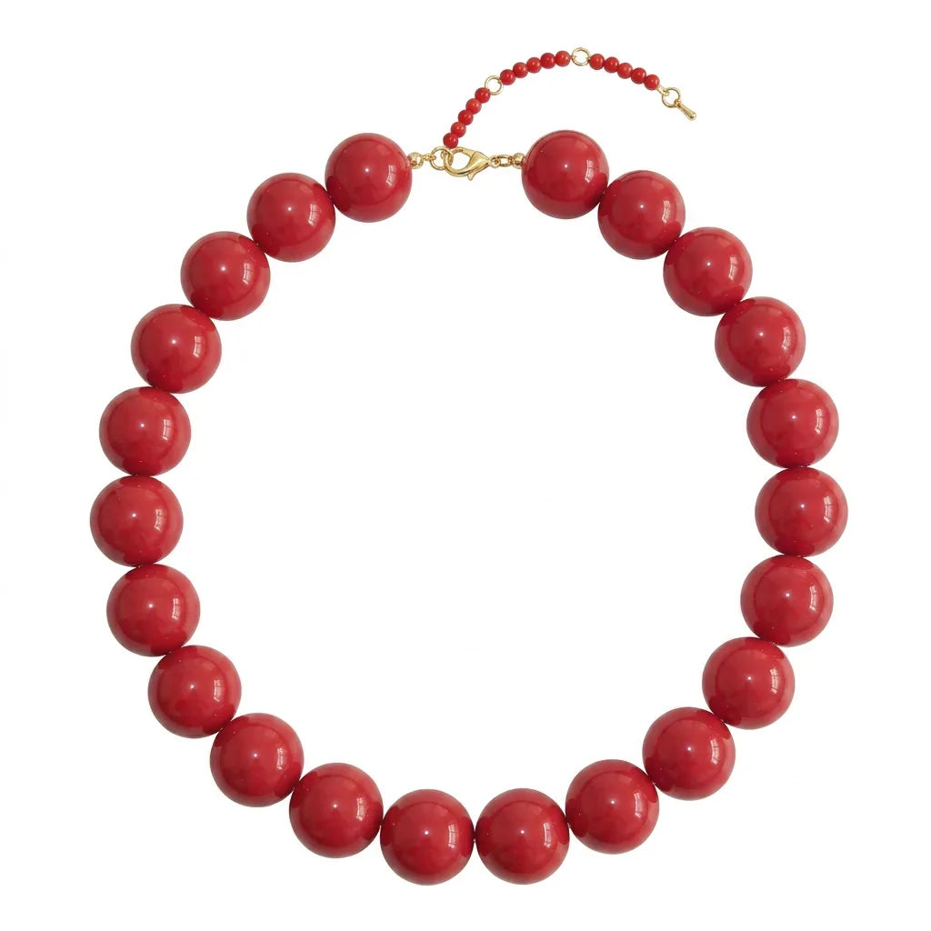 Double Color Round Beads Resin Necklace for Women Bohemian Style Waterproof Statement Choker Collar Necklaces Fashion Jewelry