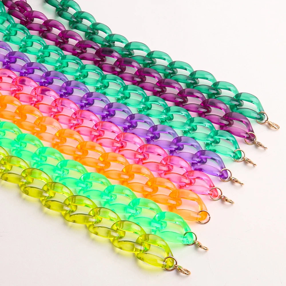 FishSheep Statement Colorful Acrylic Chain Choker Necklaces for Women Boho  Multi Color Big Chunky Link Collar Necklace Gift