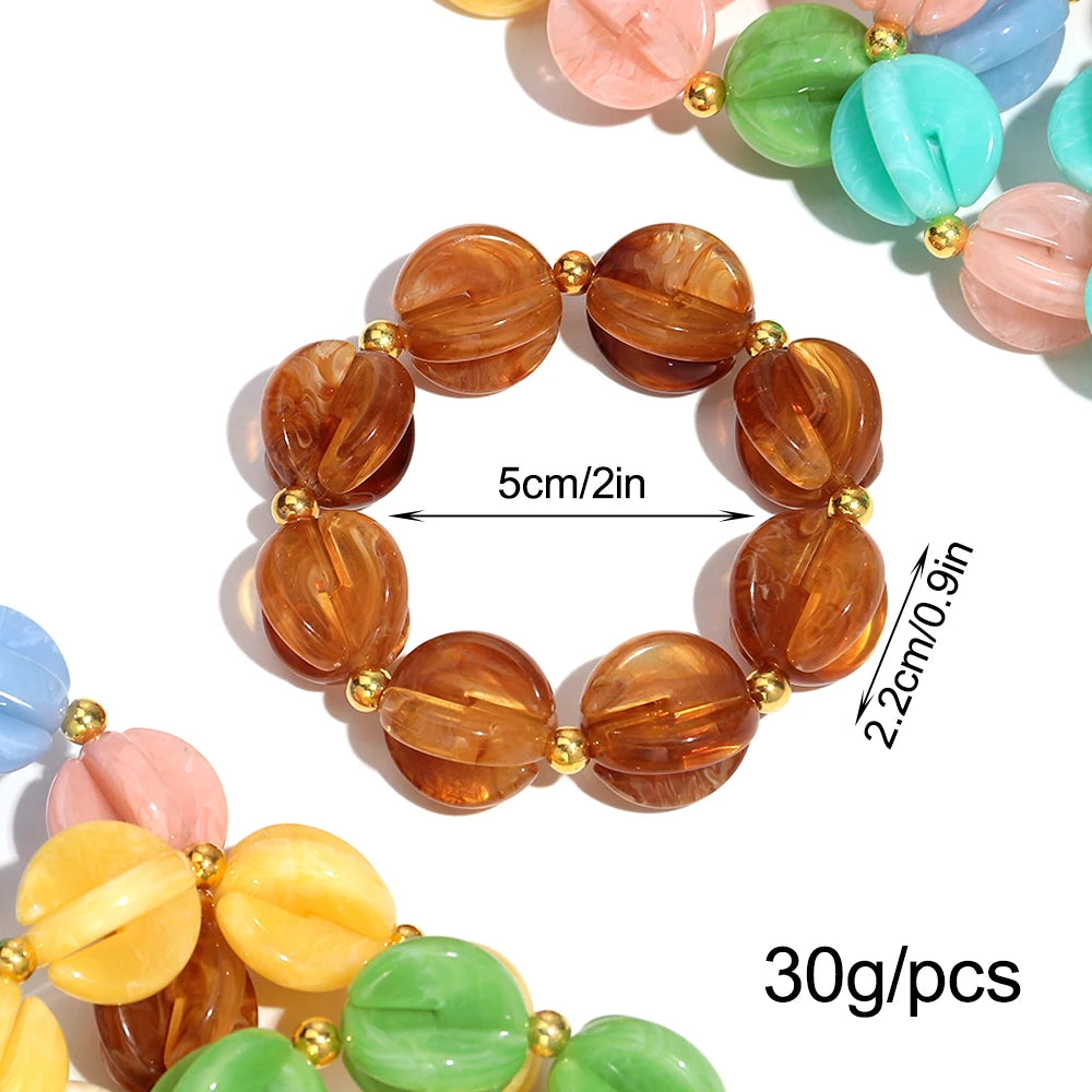 Fashion Colorful Geometric Round Beaded Elastic Bracelets for Women Boho Acrylic Geometry Stretch Bracelet 2026 New Jewelry