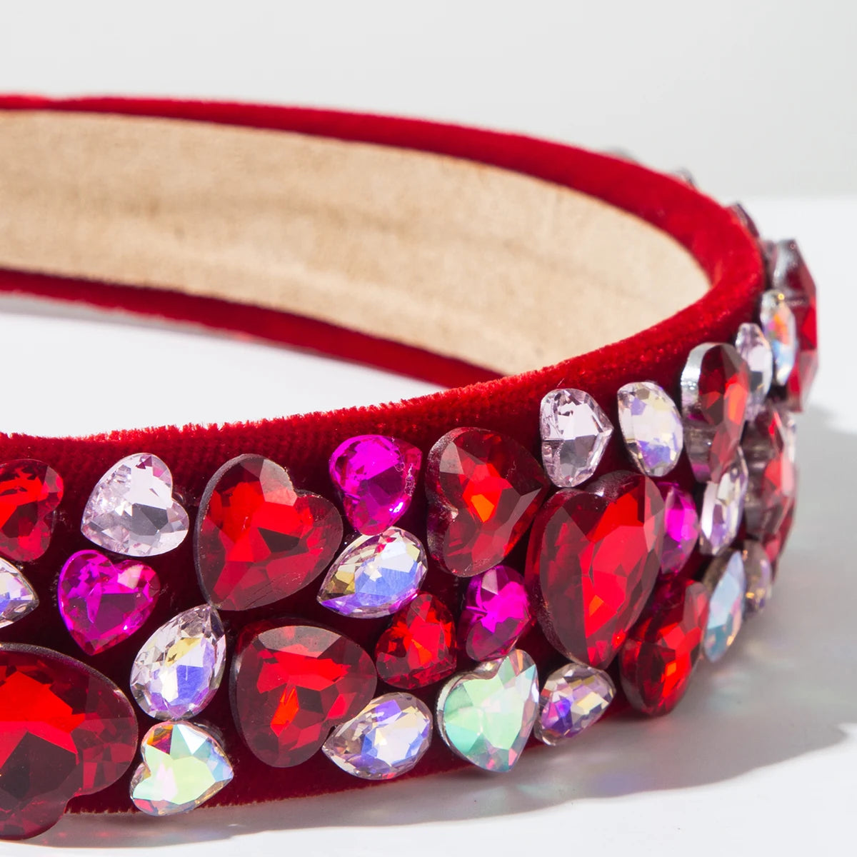 Cross Border New Valentine's Day Headband With Wide Edge, Colorful Heart, Full Drill Bit, Sweet and Versatile High-end Headband