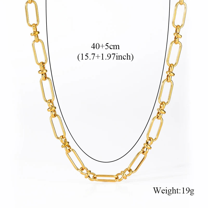 EILIECK 316L Stainless Steel Gold Color Chain Statement Necklace Bracelet For Women Charm Simple Jewelry Bijoux Jewelry Set Gift
