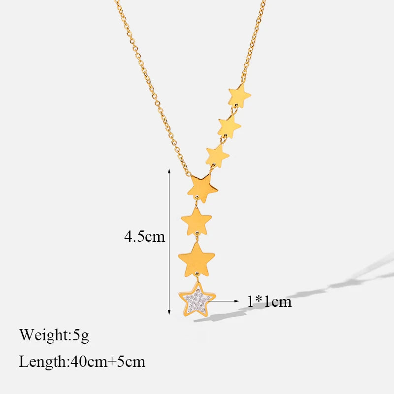 EILIECK Women's Heart Long Pendant Y-shaped Necklace 18K Gold-plated Stainless Steel Neck Chain Daily Water-resistant Jewelry