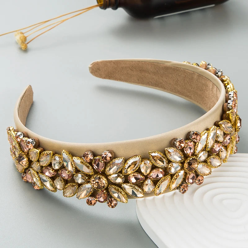 New Style Hair Band, Heavy Craftsmanship, Fashionable Baroque Rhine Stone Band, Women's Wide Brimmed Retro Hair Accessories