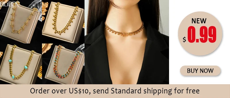 EILIECK 316L Stainless Steel Thick Chain Necklace Bracelet For Women Fashion Trendy Exaggerated Punk Jewelry Set Gift Party