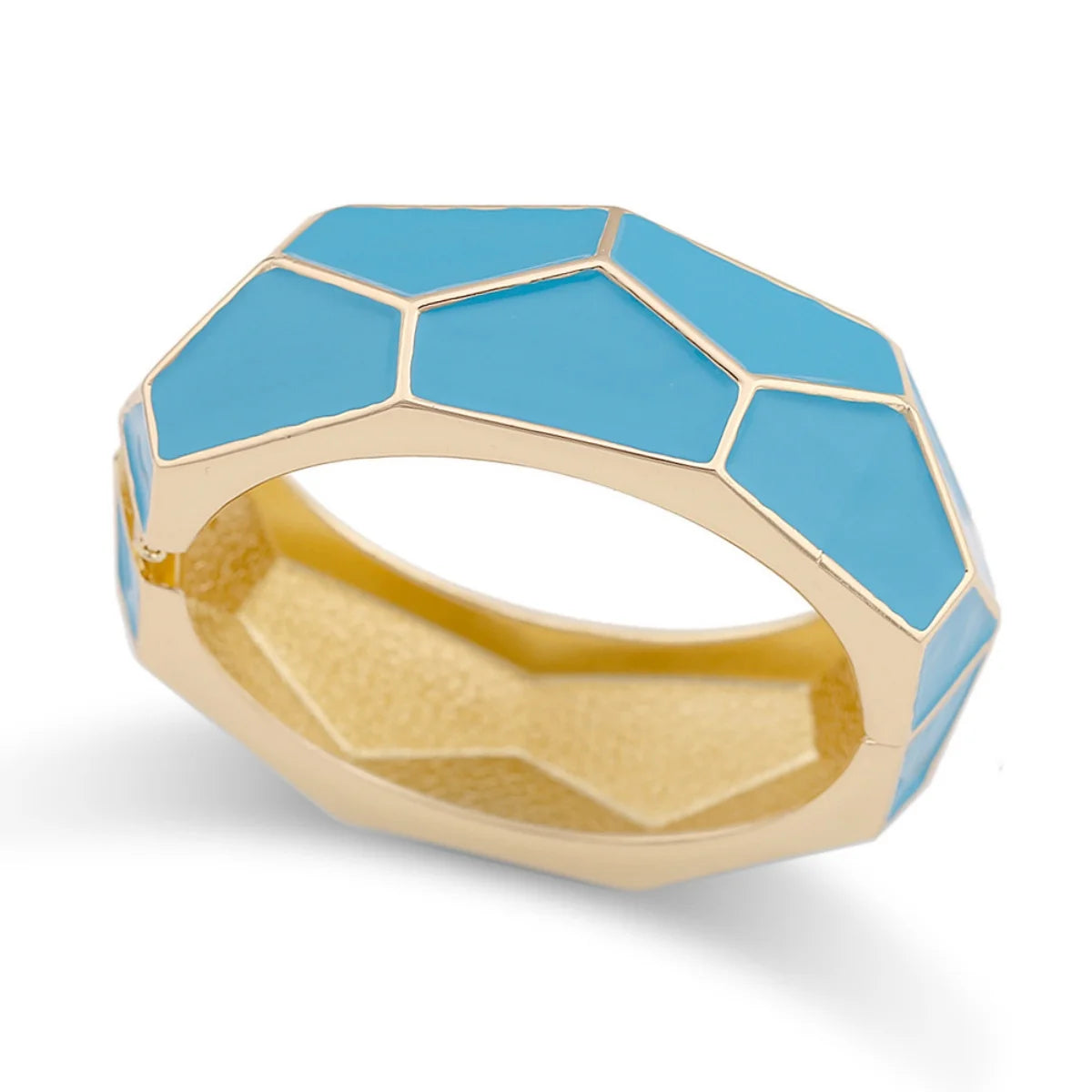 KMVEXO Irregular Geometric Cutting Blue Enamel Metal Wide Bangles for Women Summer Beach Distort Bracelet Pulseras Jewelry