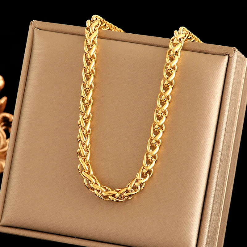 EILIECK 316L Stainless Steel Chains Necklace Choker For Women Trendy Gold Color Collar Neck Chain Waterproof Jewelry Lady Gift