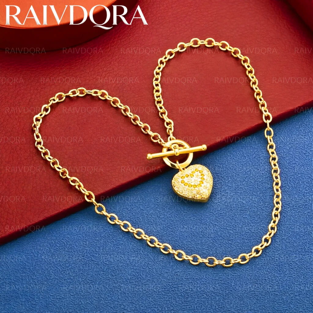 18K Gold Plated 45cm Heart TO Buckle Chain Necklace For Women Fashion Jewelry Exquisite Party Engagement Wedding Gift