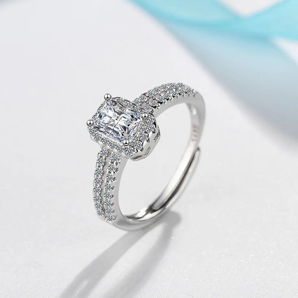 New 925 Sterling Silver 6A Zircon Ring Luxury Shines Simplicity Fashion Exquisite For women Wedding Engagement Jewelry