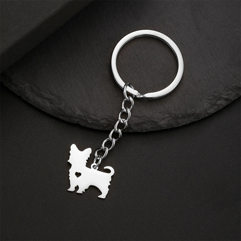 Cute Dog Samoye Keychain for Women Men Stainless Steel Dachshund Puppy Animal Lovers Key Ring for Car Backpack  Jewelry Gifts