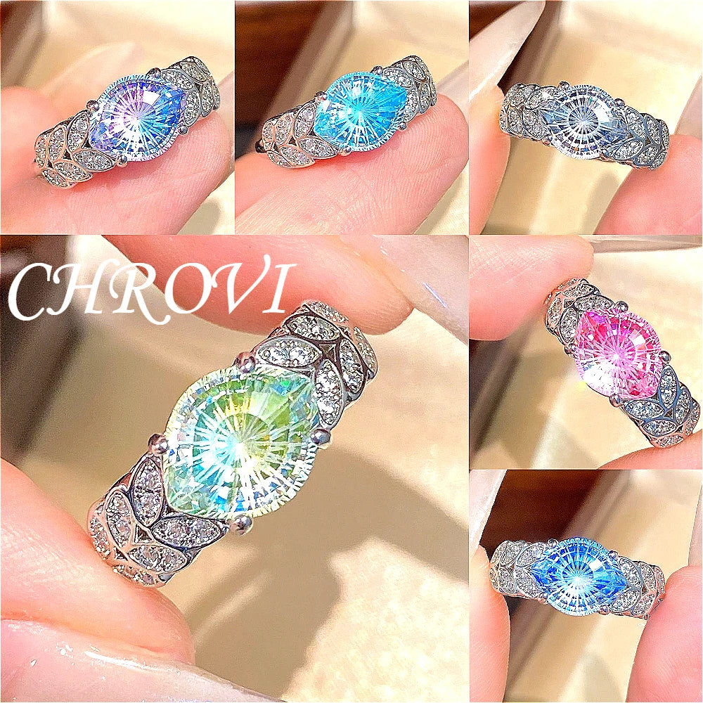 Luxury 925 Sterling Silver New Model Flashing Devil's Eye Ring High-End Fashion Micro-set Wheat-shaped Precious Gemstone Ring