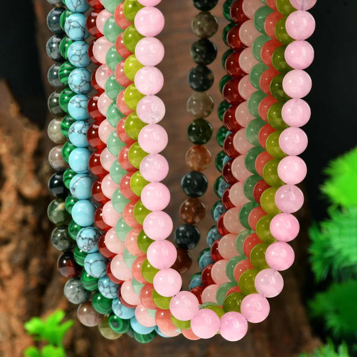 Summer Bohemia Colorful Natural Stone 10mm Bead Necklace Handmade Glass Beading Collar Choker for Women Girls Trend Jewelry Gift